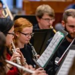 Close up of the oboe and flutes playing in the YWES winter concert
