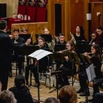One side of YWES playing in their winter concert with Chris Moehringer conducting