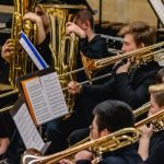 The brass section of YWES playing in their winter concert